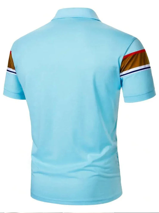 Camisa masculina, primavera/outono, polo, manga curta, de colarinho, casual