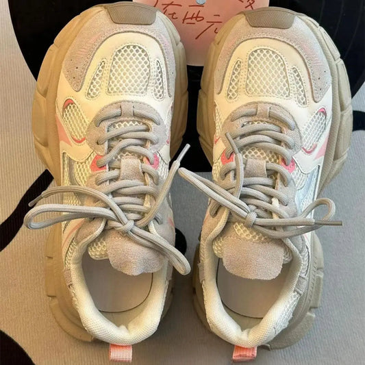 Tênis Casual Feminino, Leves e Multifuncionais, Estilo Caminhada, Respirável, com Sola Grossa em Mesh, Ideal para o Outono