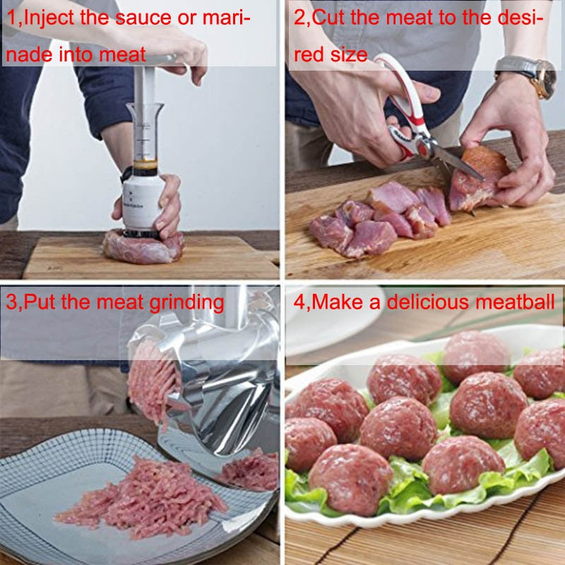 Agulha amaciadora de carne multifuncional, aço inoxidável, injetor de carne, marinada, sabor, seringa, ferramentas de cozinha, 1 peça CHANSUNRUN