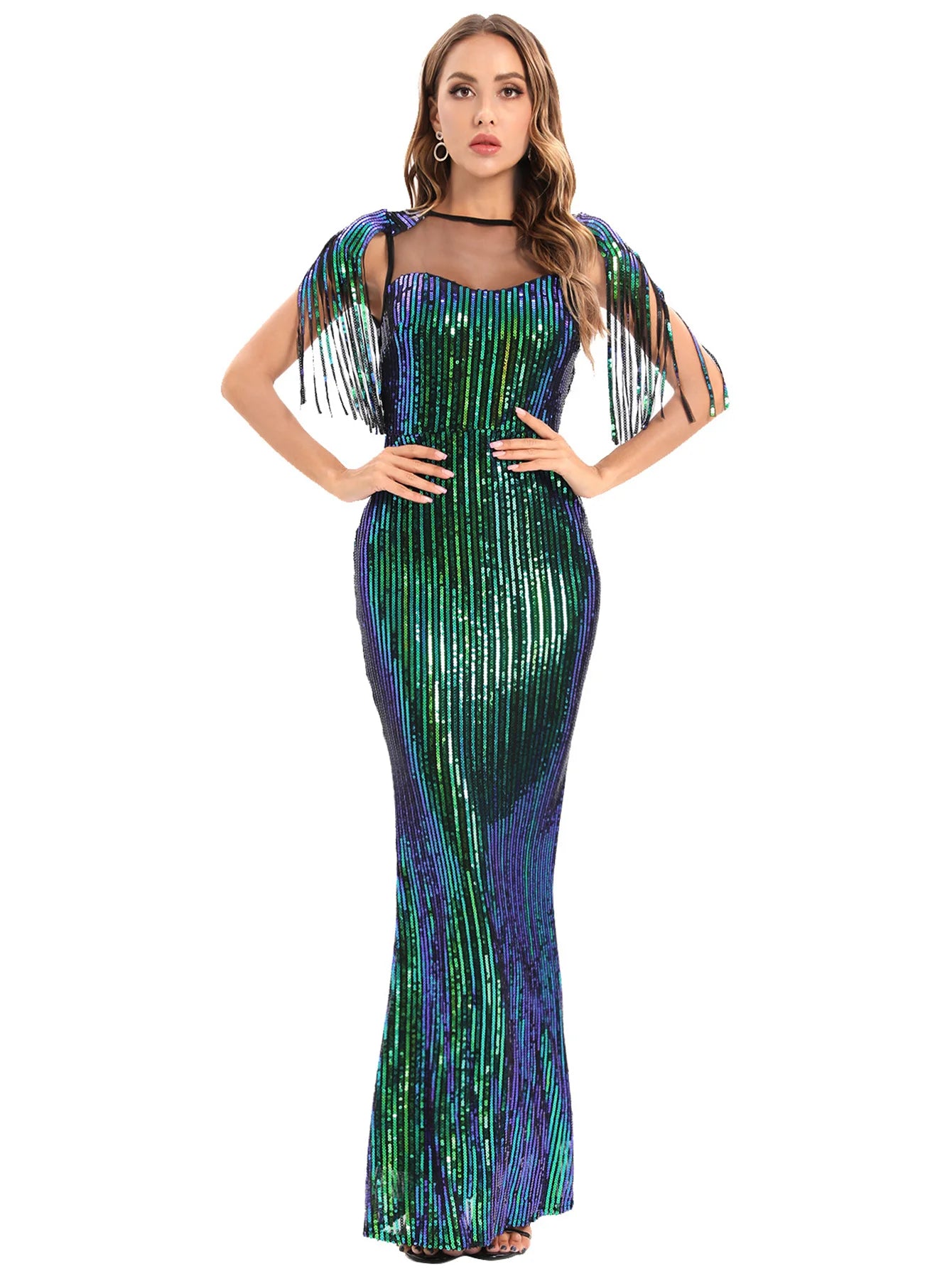 Vestido feminino, longo, maxi com lantejoulas, vestido para ocasiões festivas