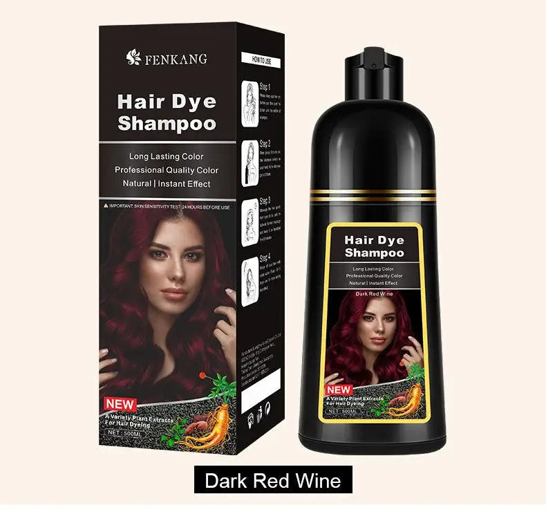Shampoo Tintura, Natural Black Hair Dye, Fenkang 3 em 1 Hair Dye, Componentes Herbais de 7 Cores para Mulheres e Homens, 100ml, 500ml