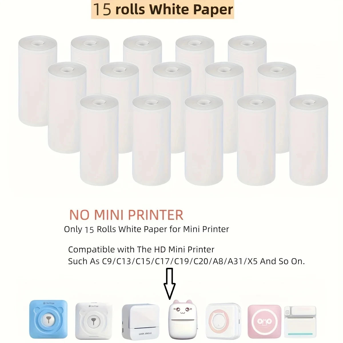 15 Rolos de Papel para Etiqueta Autoadesiva 57mm