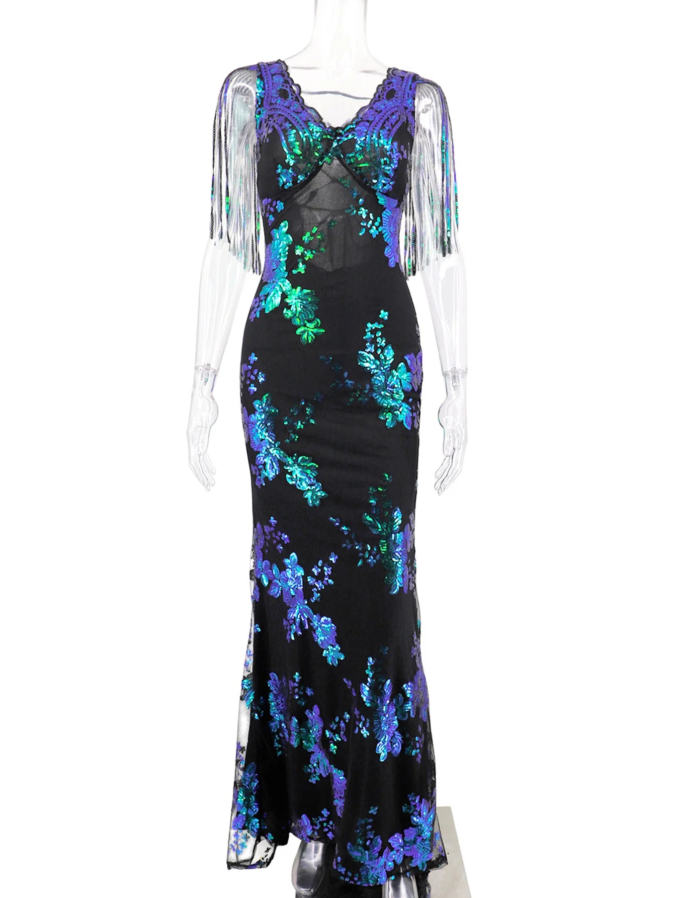 Vestido feminino, longo, maxi com lantejoulas, vestido para ocasiões festivas