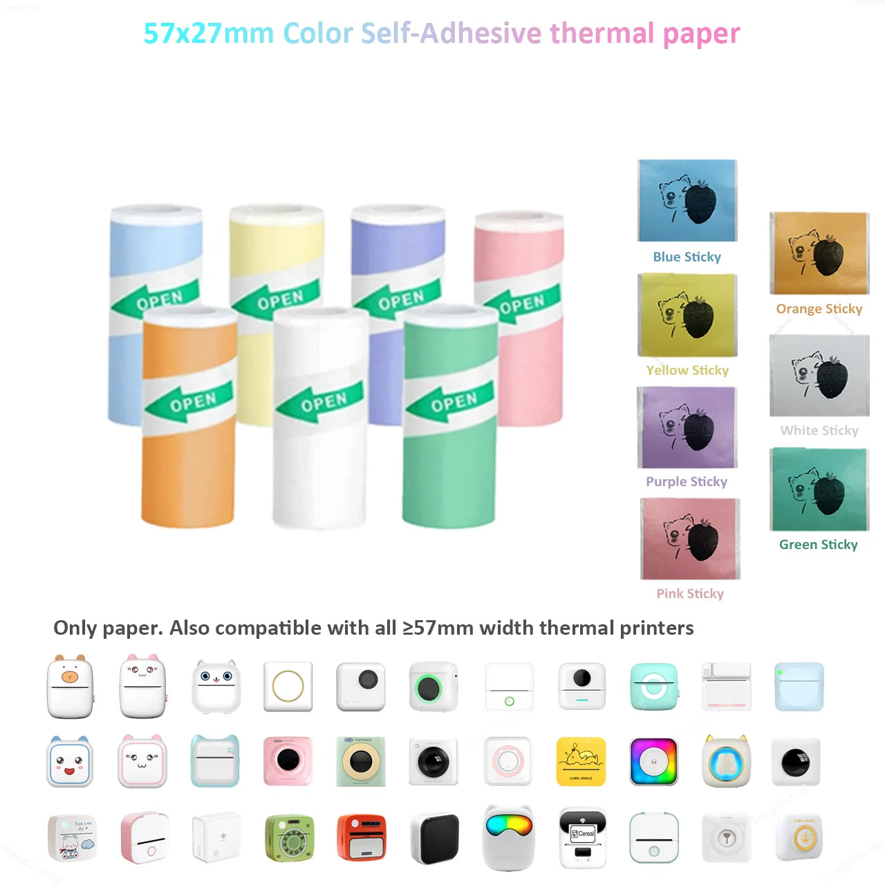 15 Rolos de Papel para Etiqueta Autoadesiva 57mm