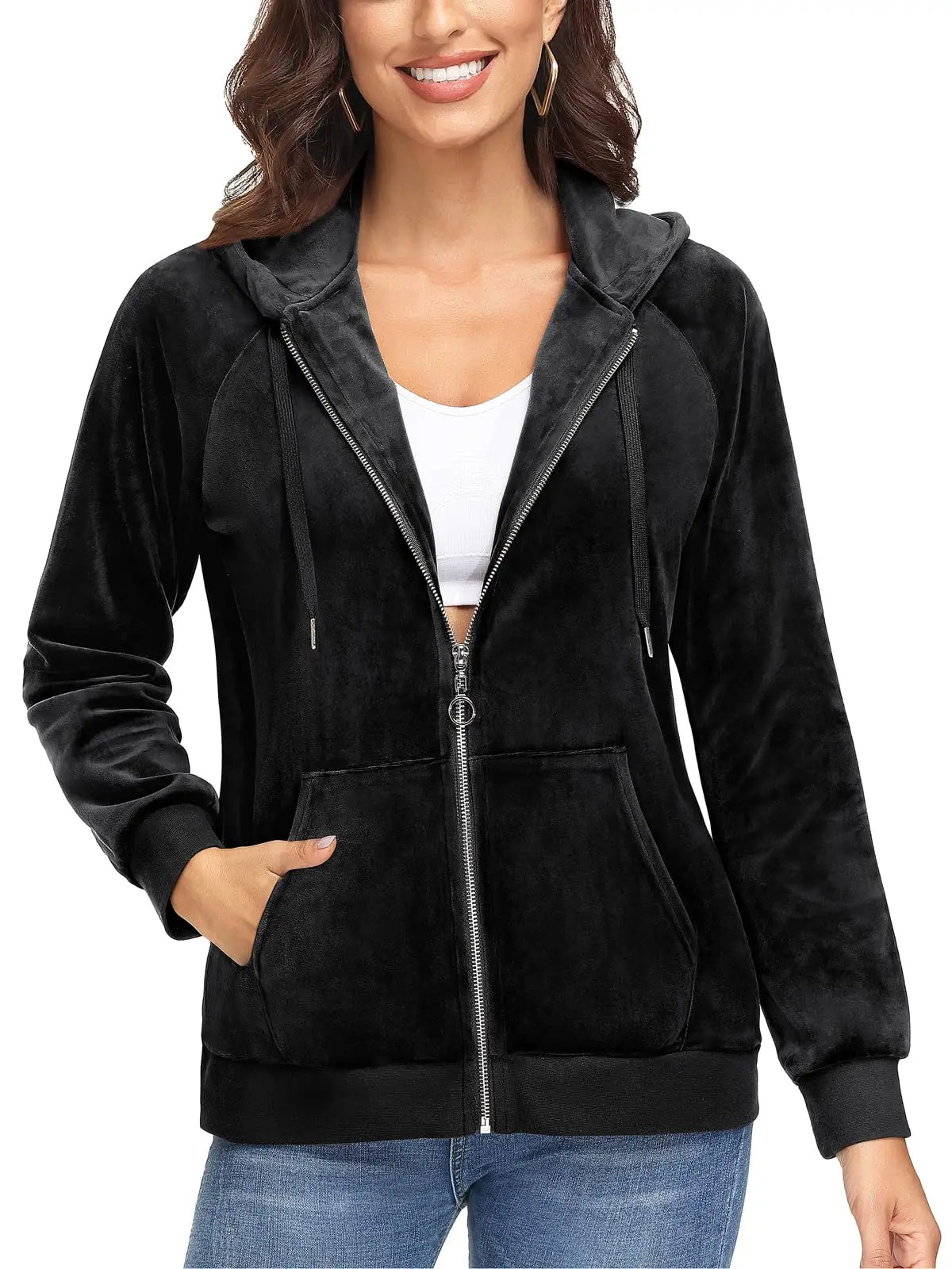 Jaqueta Feminina, de Veludo, Azul, Branco, Comfortavel