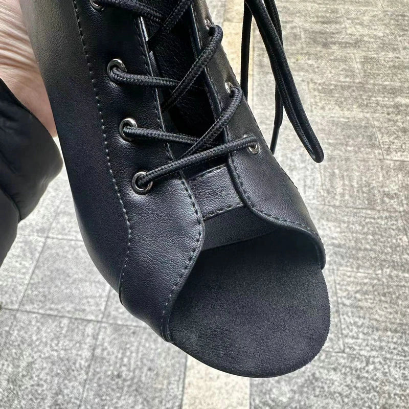 Botas Peep Toe Femininas em Tela e Salto Alto