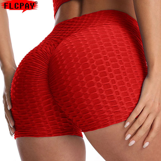 Shorts feminino de yoga, respirável, de três pontos, em jacquard, esportes fitness, levanta as nádegas, sexy,