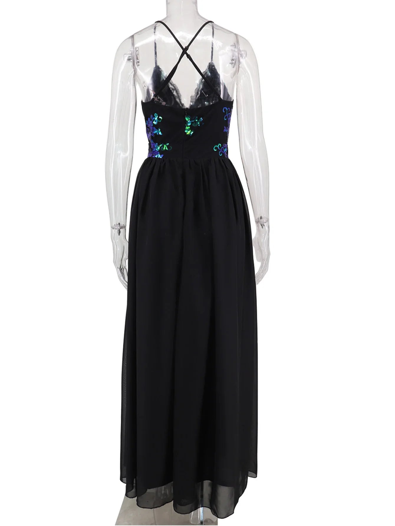 Vestido feminino, longo, maxi com lantejoulas, vestido para ocasiões festivas