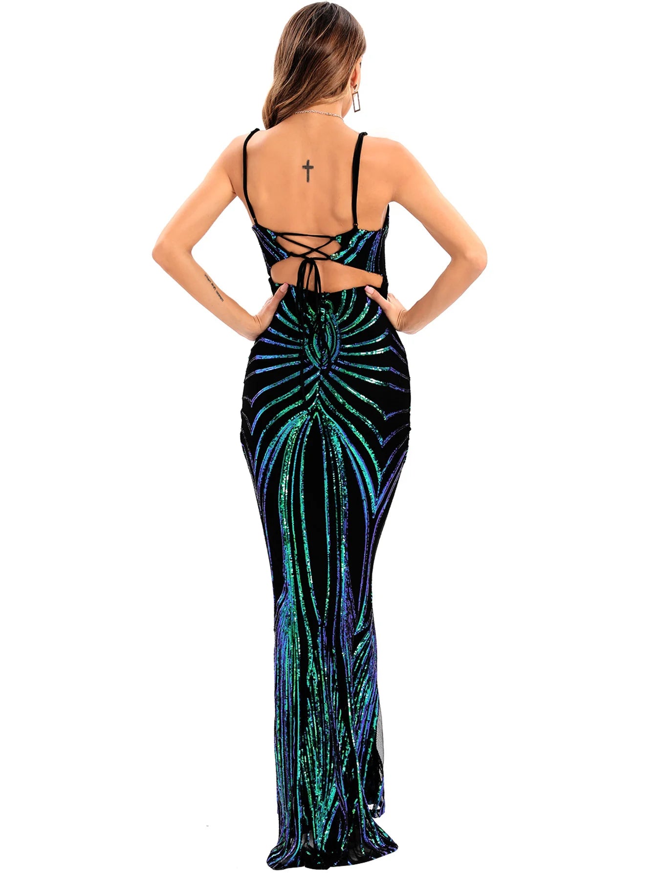 Vestido feminino, longo, maxi com lantejoulas, vestido para ocasiões festivas