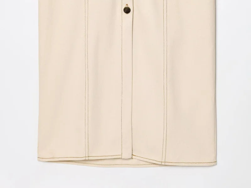 Vestido Feminino, Estilo MIDI, Jeans, Elegante, com Zíper Lateral e Cintura Ajustada