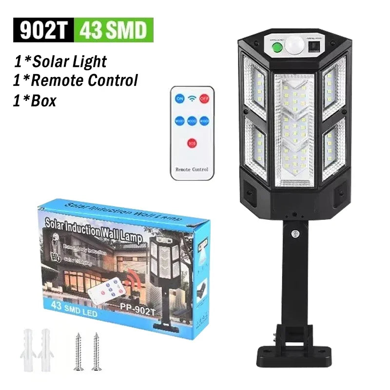 Luminária solar, led, com sensor de movimento, 3 modos, à prova d'água, ip65