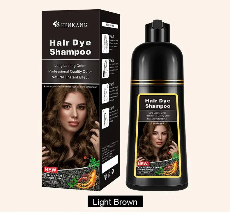 Shampoo Tintura, Natural Black Hair Dye, Fenkang 3 em 1 Hair Dye, Componentes Herbais de 7 Cores para Mulheres e Homens, 100ml, 500ml