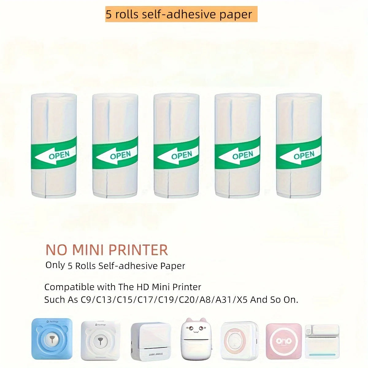 15 Rolos de Papel para Etiqueta Autoadesiva 57mm
