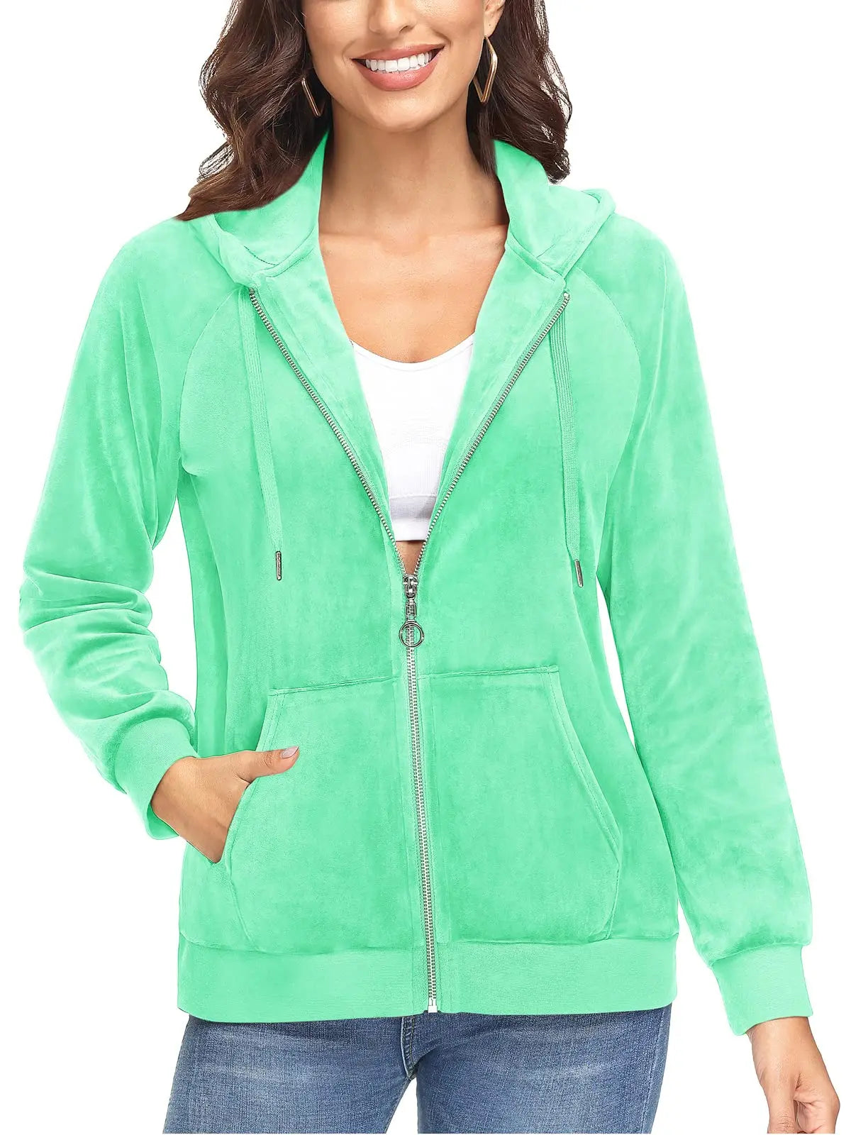Jaqueta Feminina, de Veludo, Azul, Branco, Comfortavel