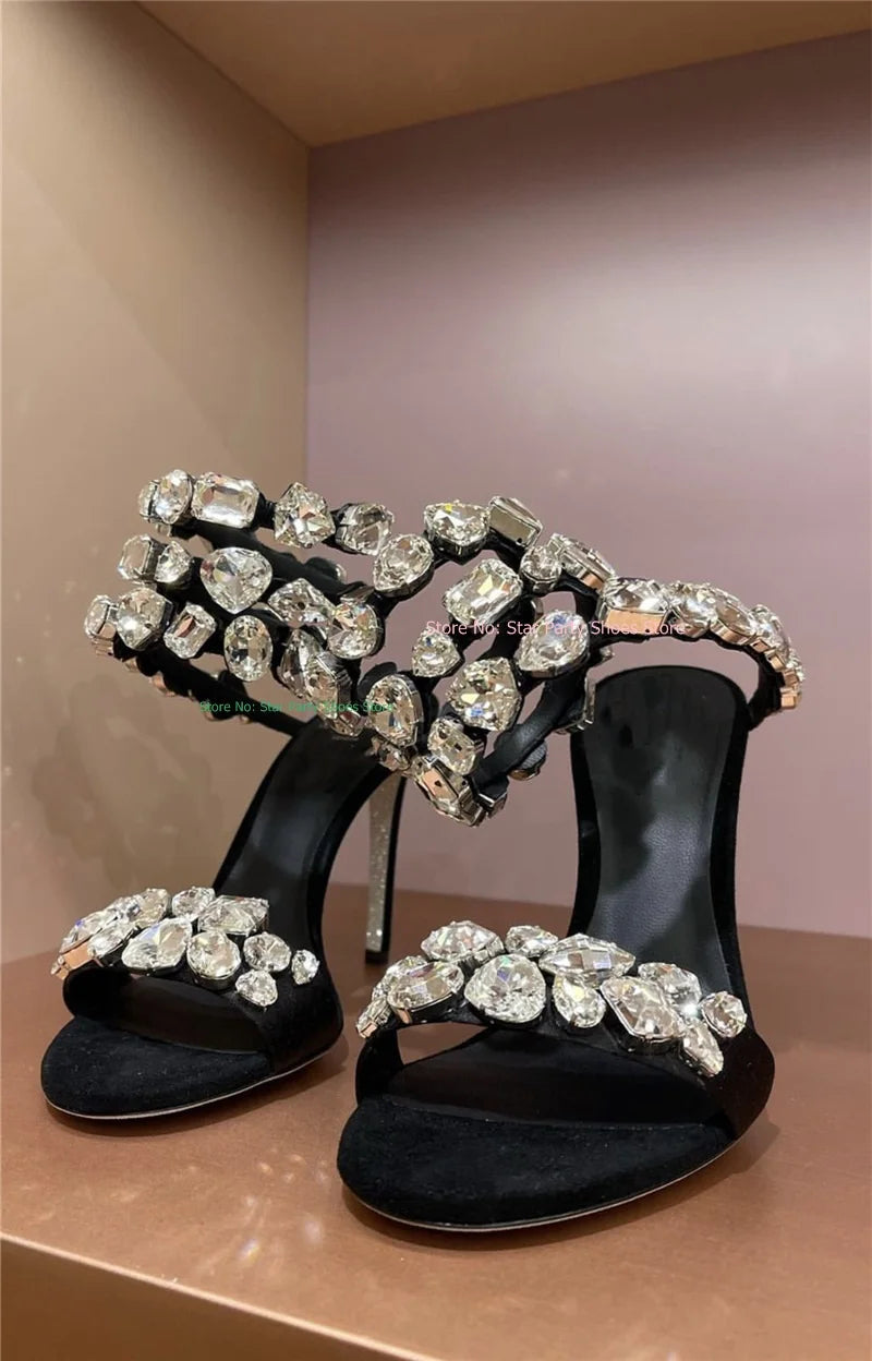 Sandálias Feminina Stilettos Espiral Brilhante