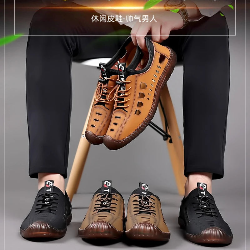 Sandálias Masculina Sapatos Sola de Tendão de Vaca