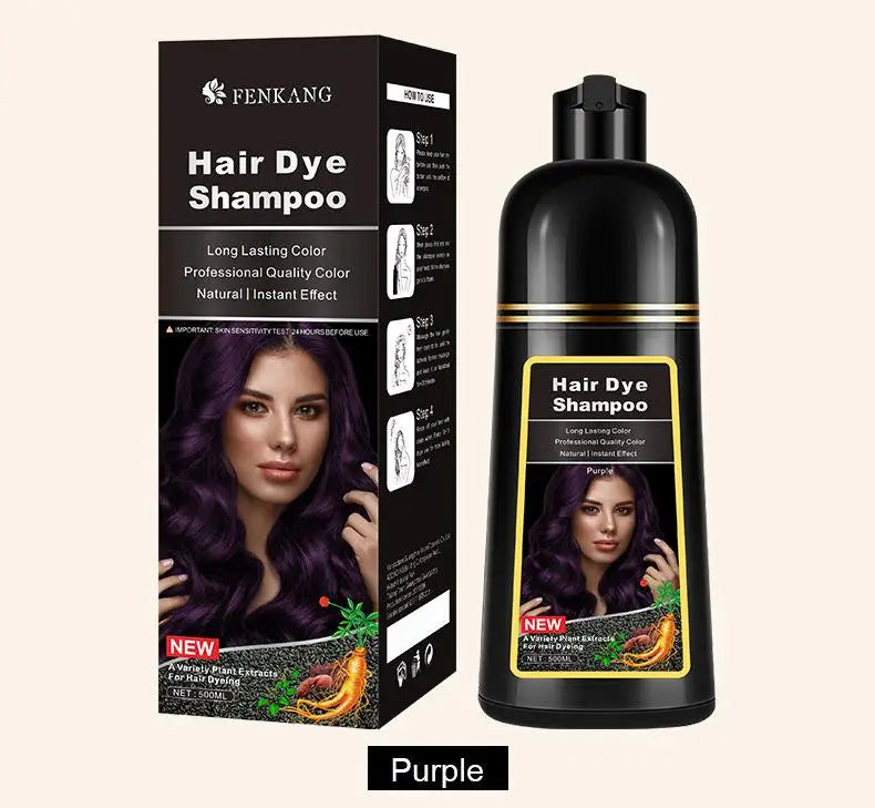 Shampoo Tintura, Natural Black Hair Dye, Fenkang 3 em 1 Hair Dye, Componentes Herbais de 7 Cores para Mulheres e Homens, 100ml, 500ml