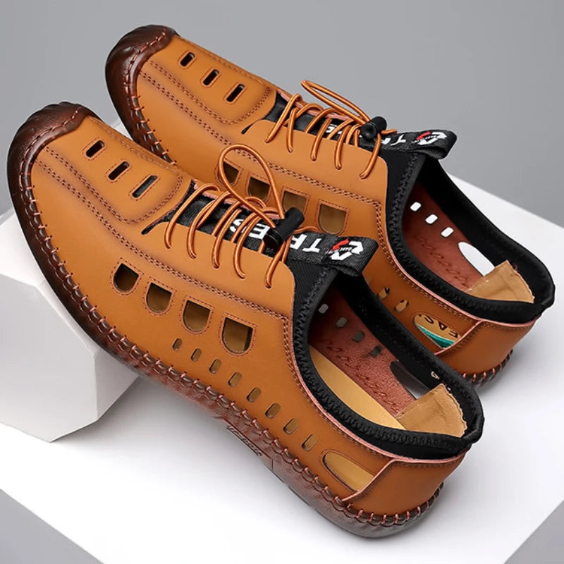 Sandálias Masculina Sapatos Sola de Tendão de Vaca