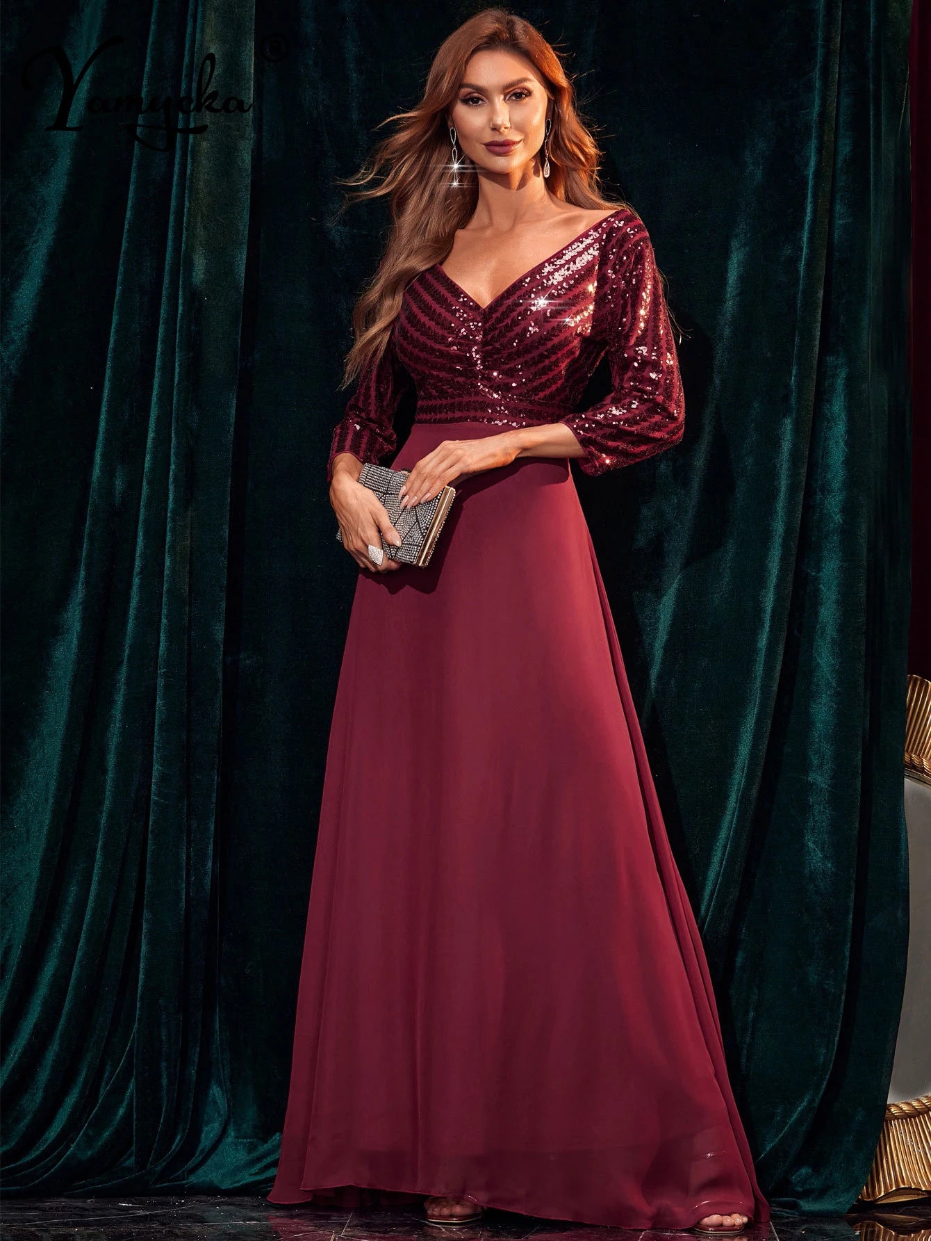 Vestido feminino, longo, maxi com lantejoulas, vestido para ocasiões festivas