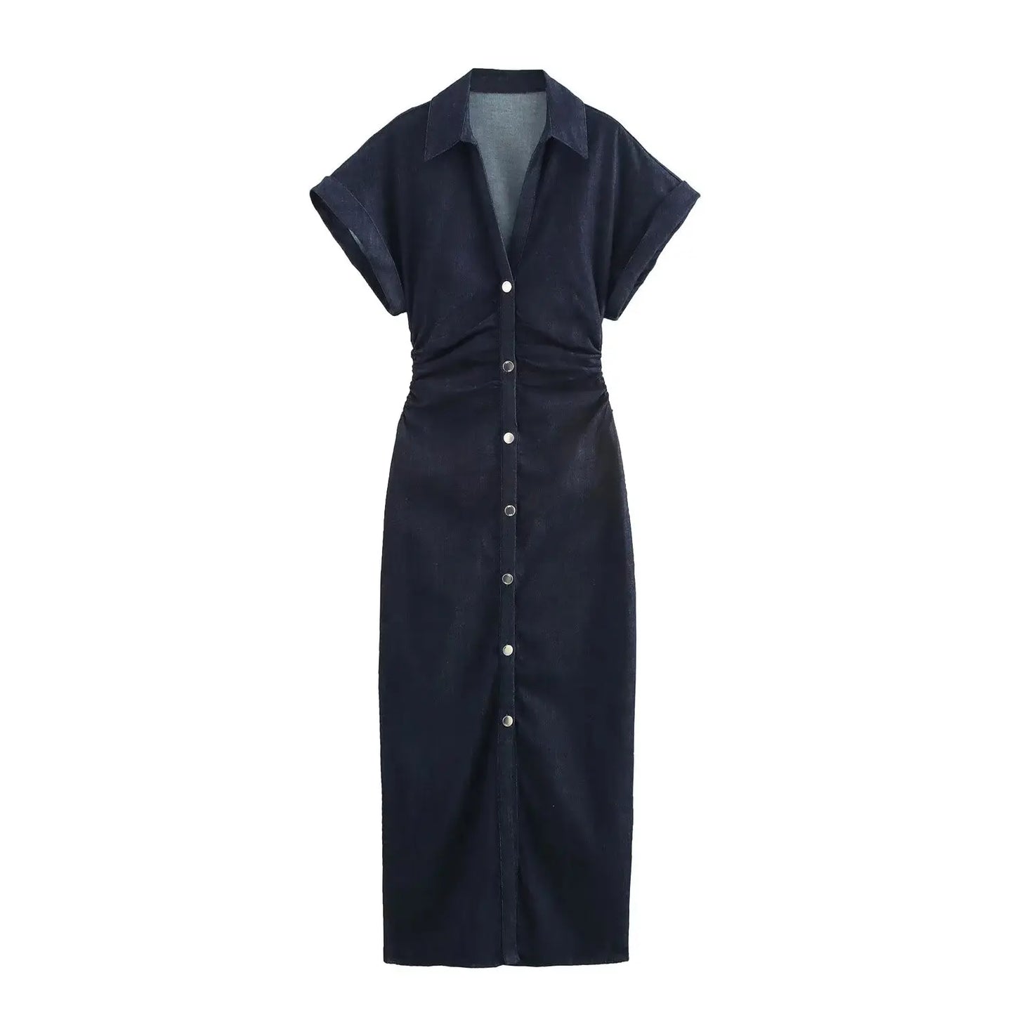 Vestido Feminino, Estilo MIDI, Jeans, Elegante, com Zíper Lateral e Cintura Ajustada