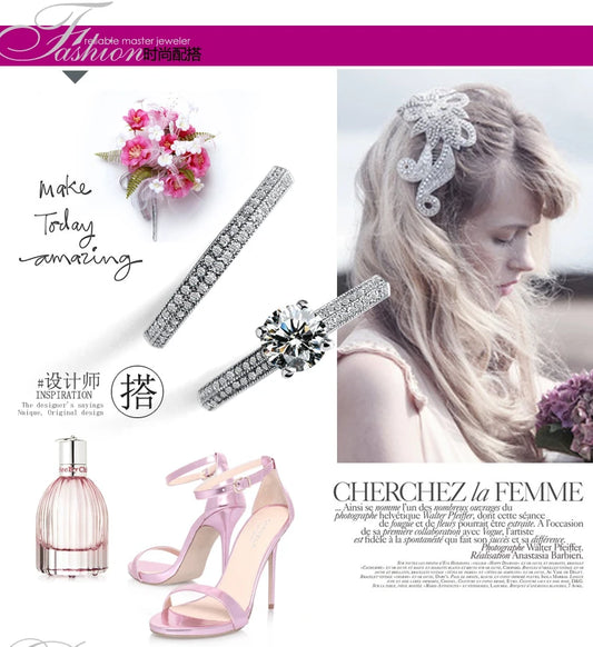 Anel Feminino de Compromisso - Conjunto de Prata 925 Feminina