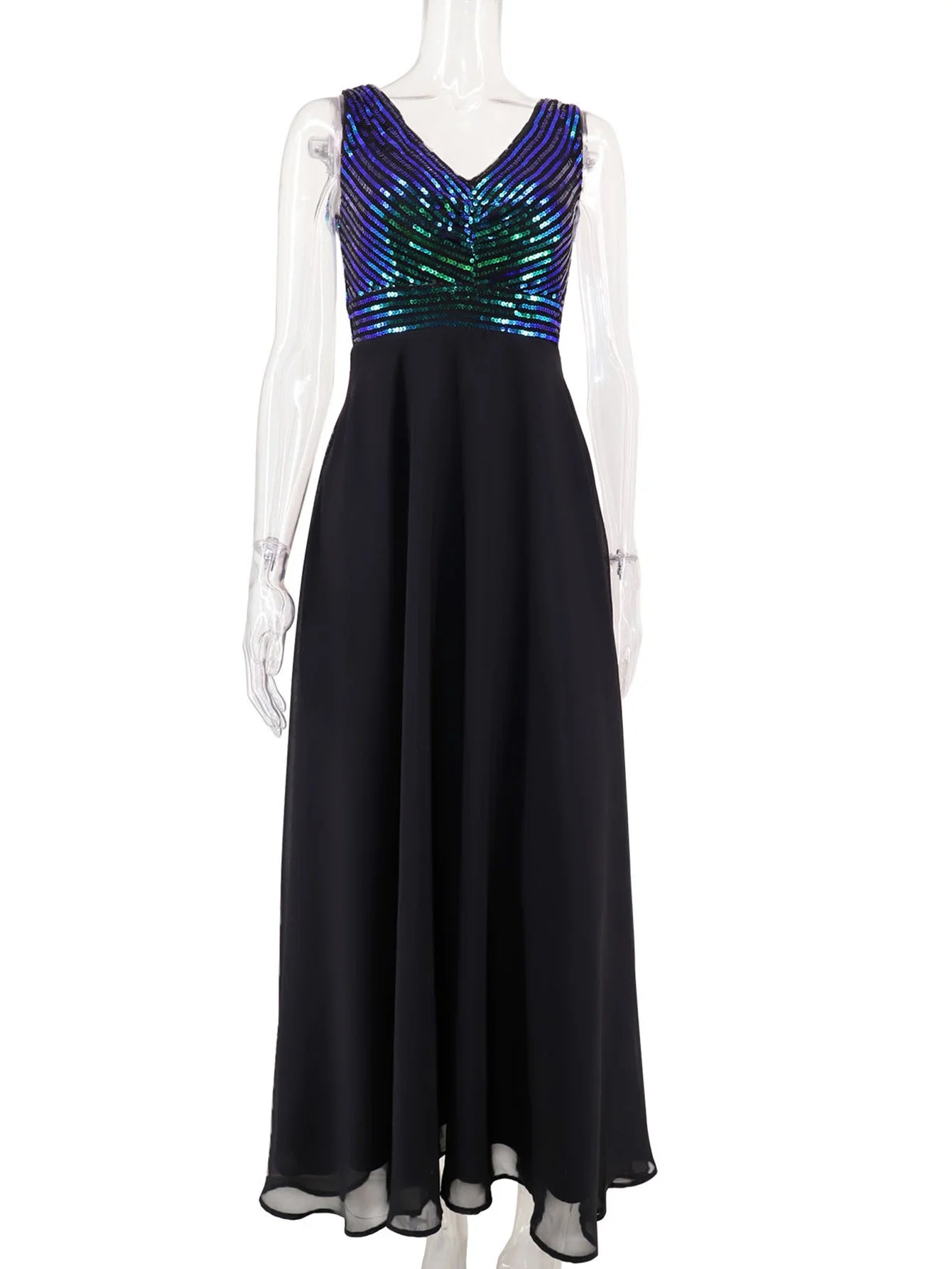 Vestido feminino, longo, maxi com lantejoulas, vestido para ocasiões festivas