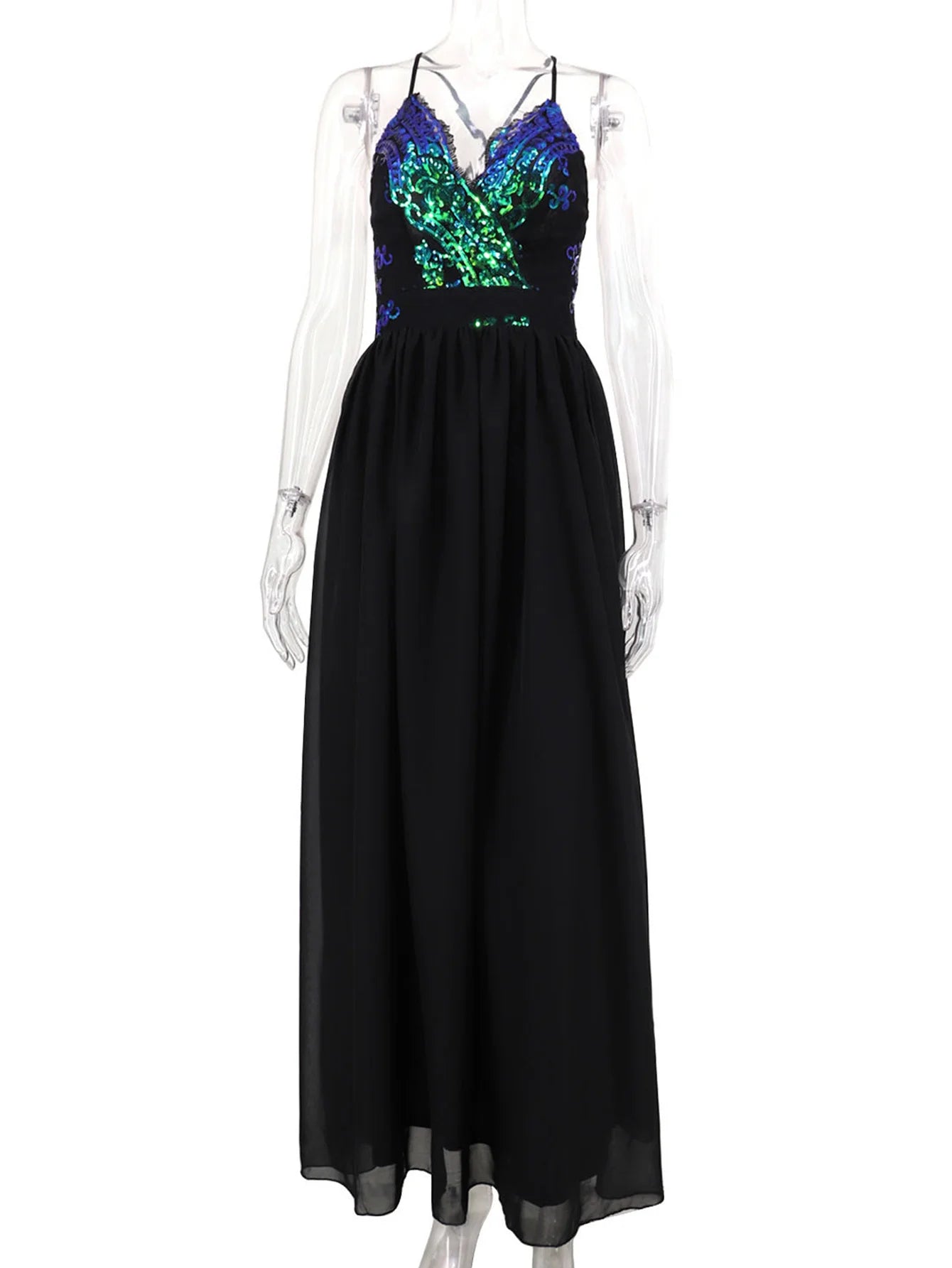 Vestido feminino, longo, maxi com lantejoulas, vestido para ocasiões festivas