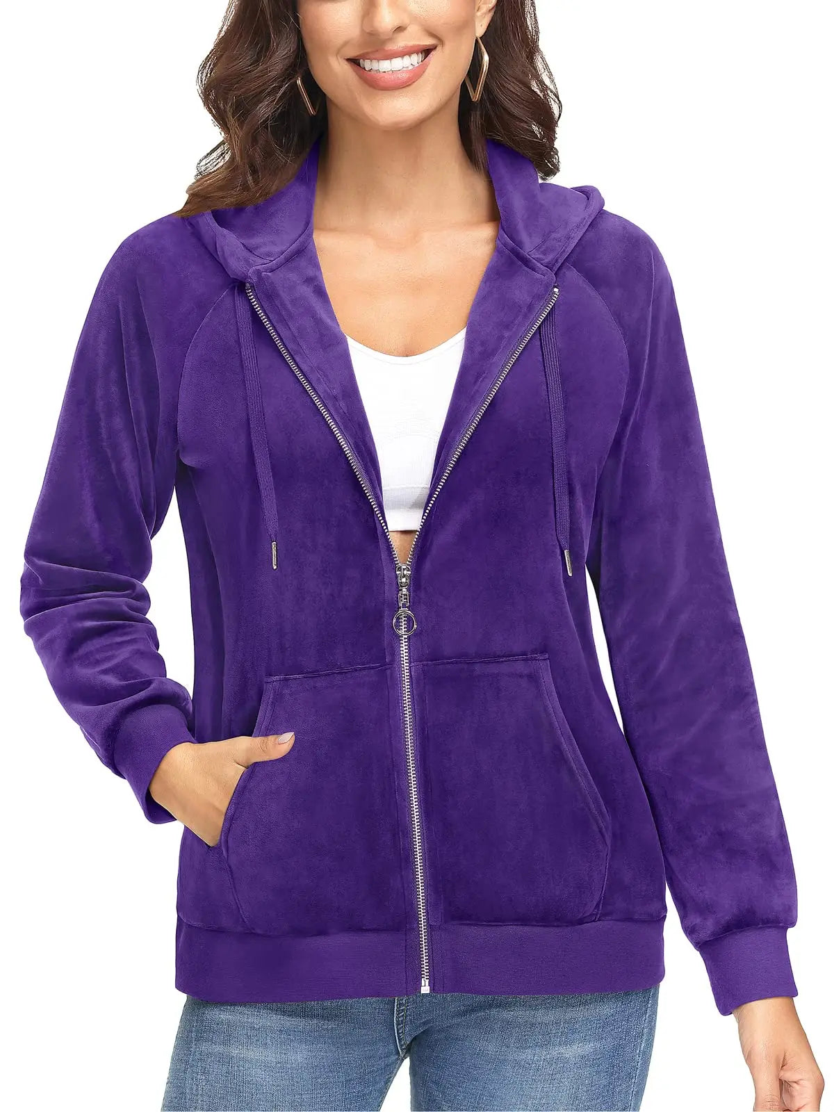 Jaqueta Feminina, de Veludo, Azul, Branco, Comfortavel