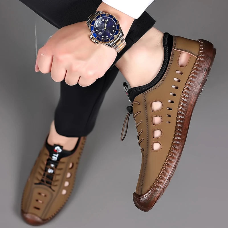 Sandálias Masculina Sapatos Sola de Tendão de Vaca