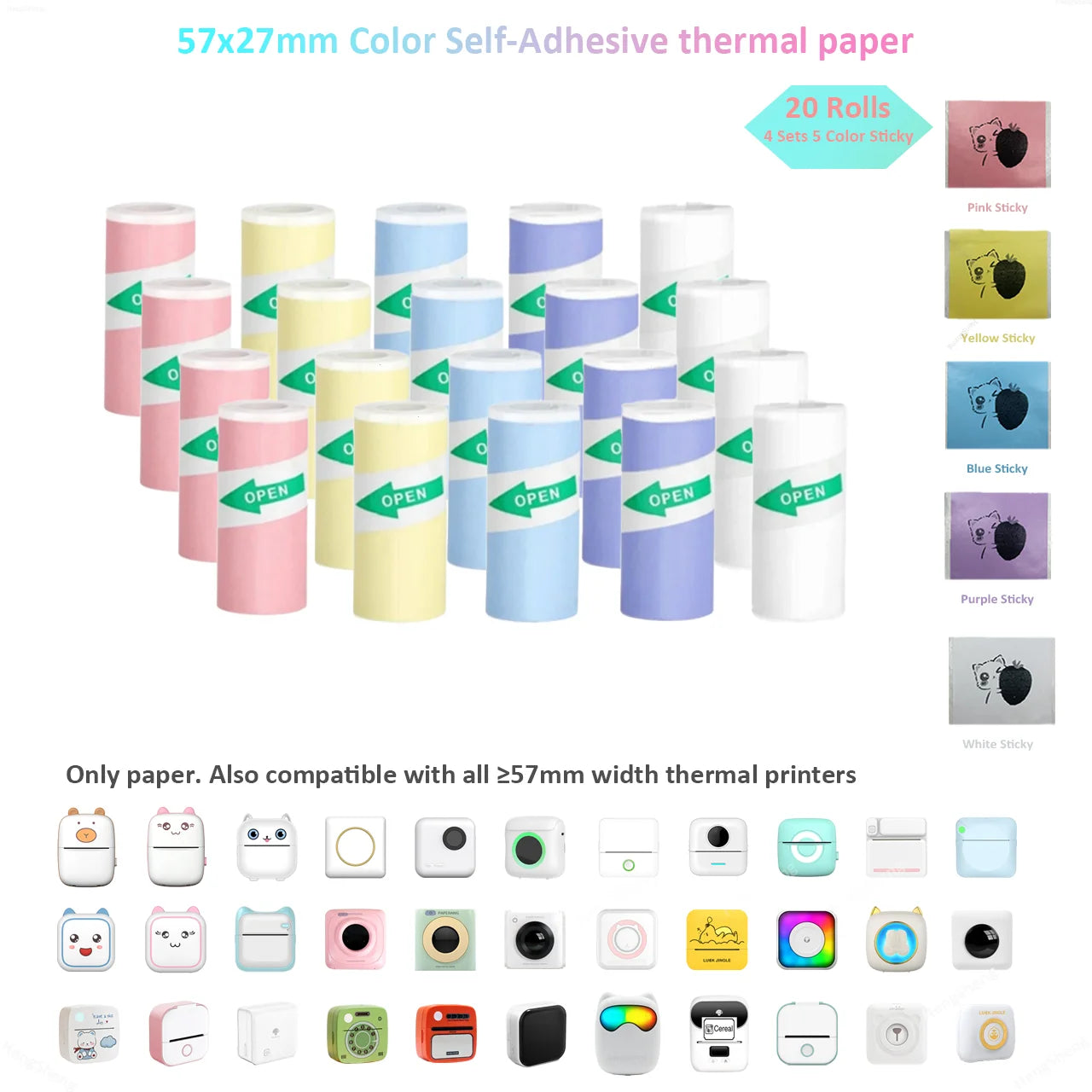 15 Rolos de Papel para Etiqueta Autoadesiva 57mm