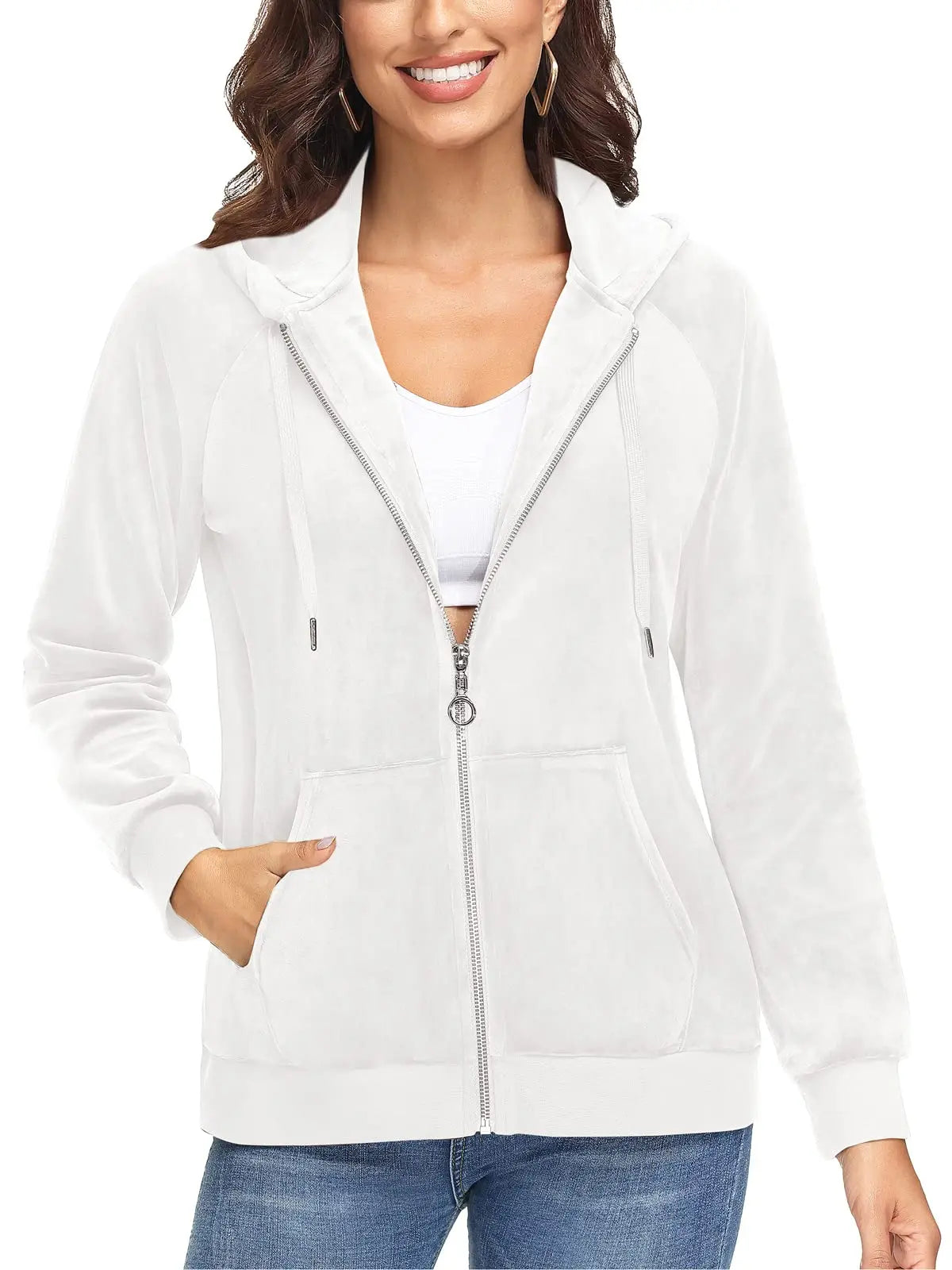 Jaqueta Feminina, de Veludo, Azul, Branco, Comfortavel