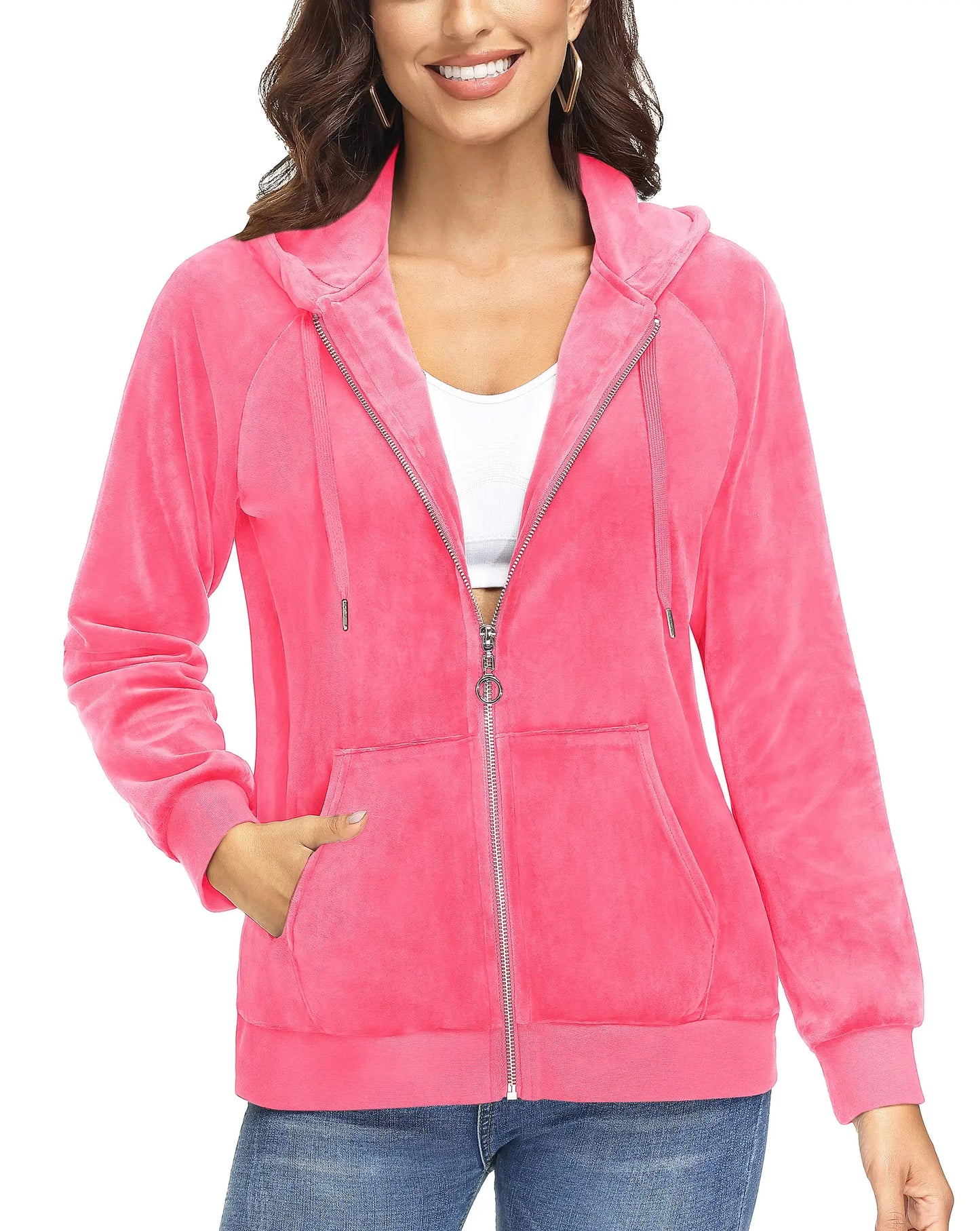 Jaqueta Feminina, de Veludo, Azul, Branco, Comfortavel
