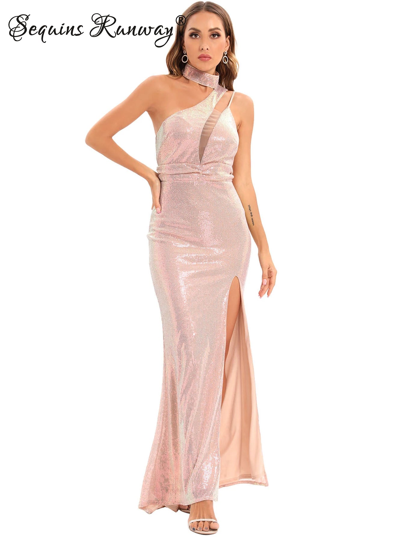 Vestido feminino, longo, maxi com lantejoulas, vestido para ocasiões festivas