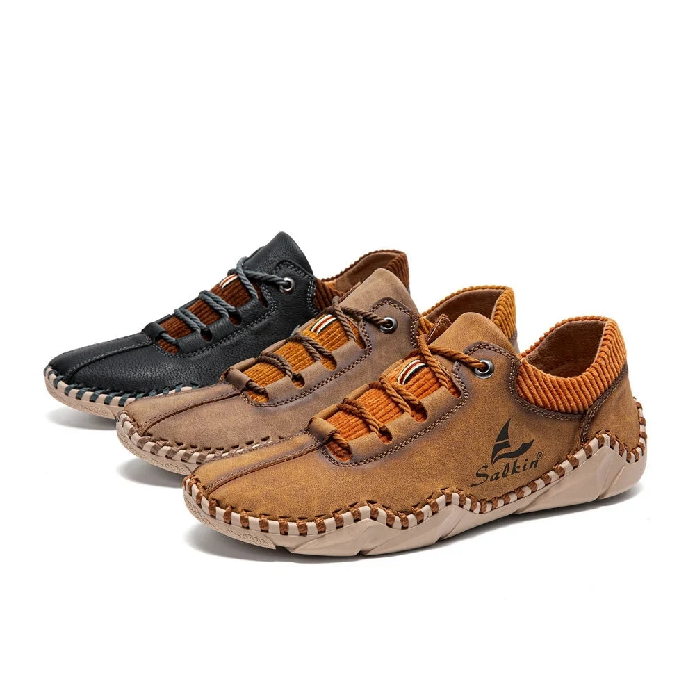 Sapatos de couro masculino ABFUBER em três cores com conforto e estilo para uso diário