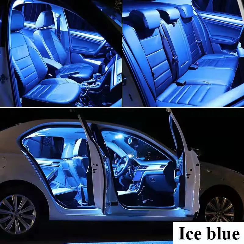 Luz LED interior Honda CRV em azul gelo iluminando o interior do veículo com assentos confortáveis
