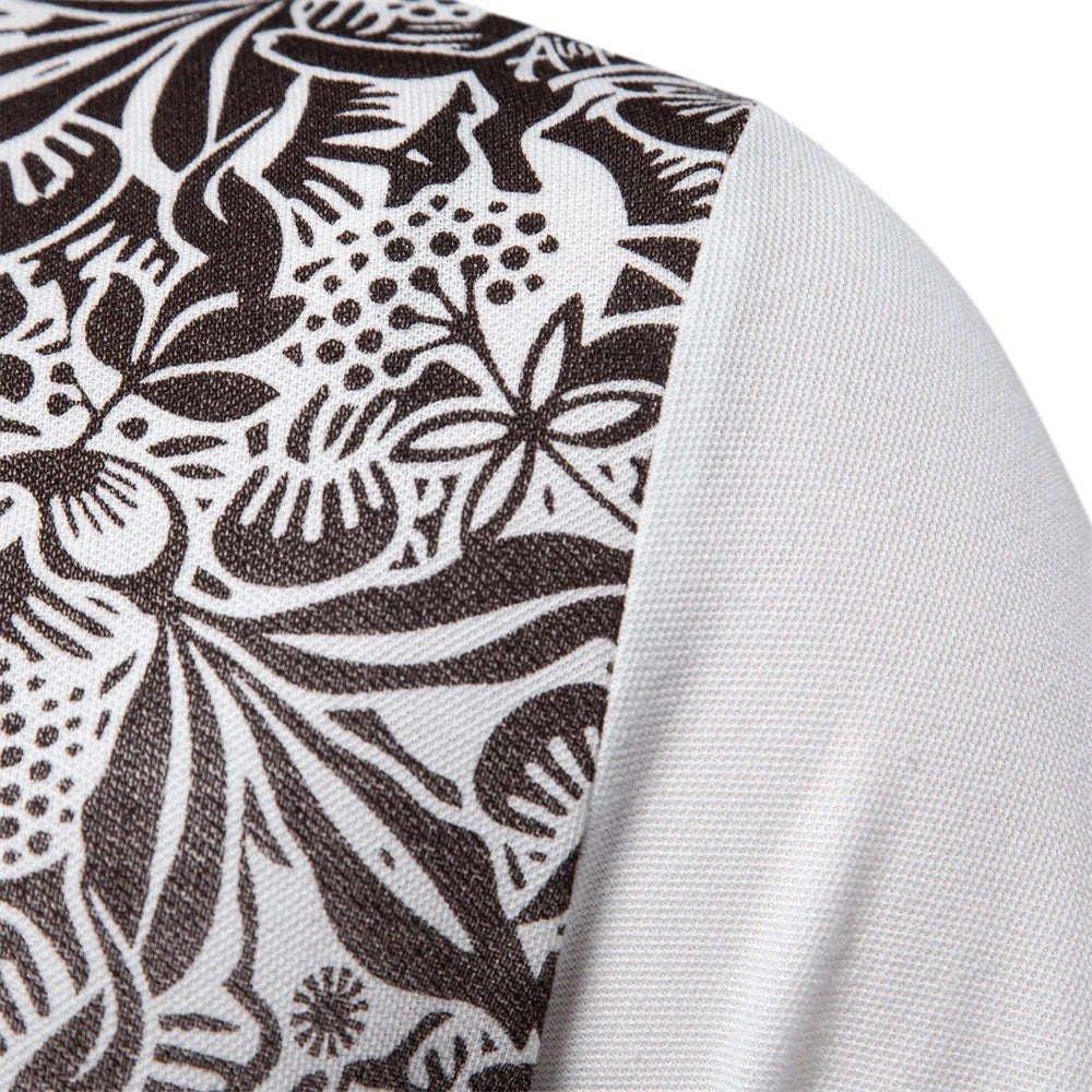 Camisa polo masculina gradiente da AIOPESON com estampa floral elegante e moderna