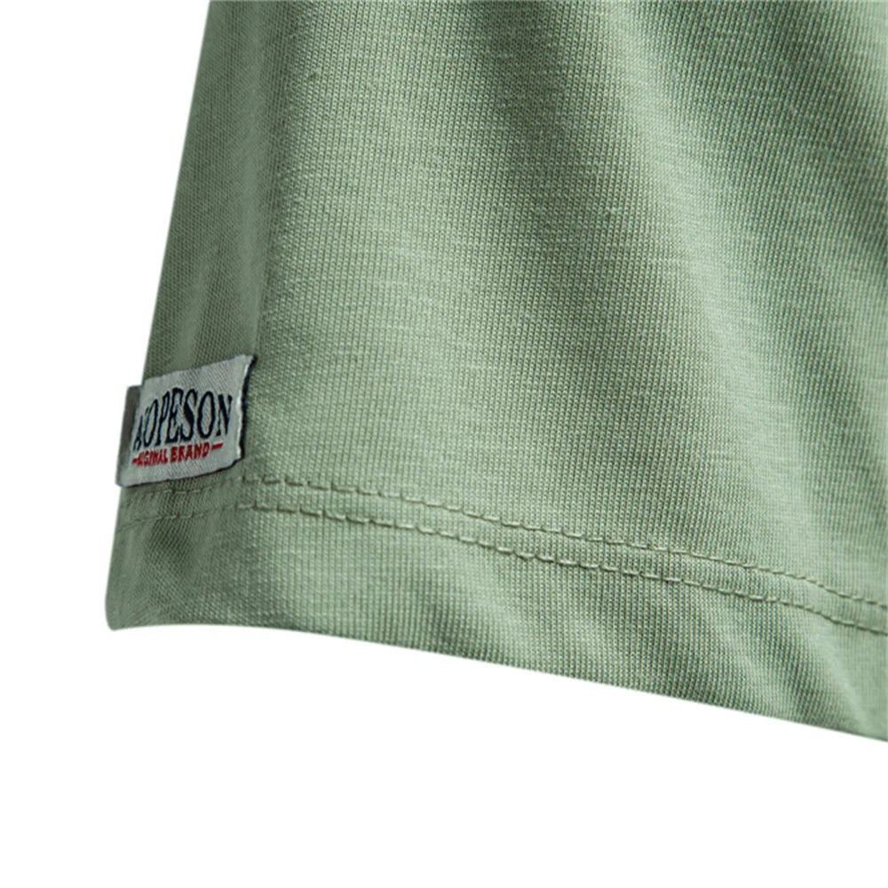 Camiseta masculina AIOPESON verde, manga curta para uso casual, ideal para o dia a dia.