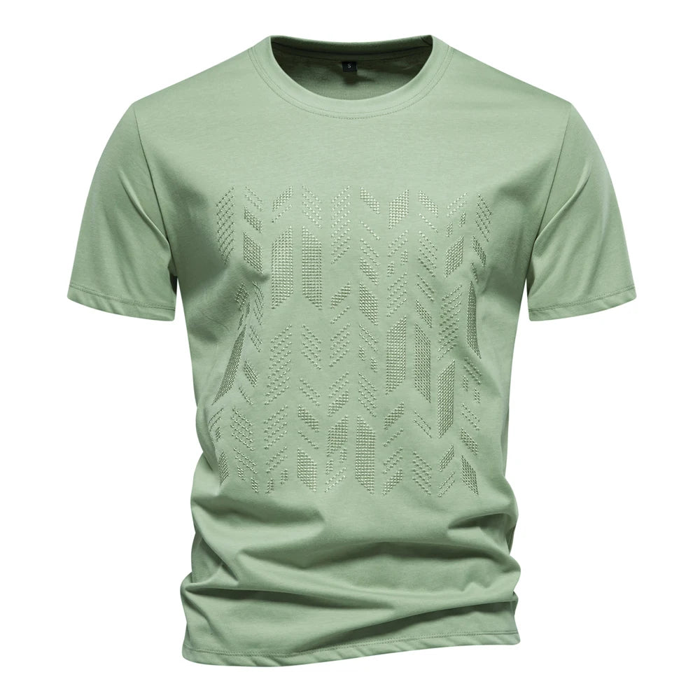 Camiseta manga curta homem AIOPESON em verde claro com estampa moderna e confortável para uso diário