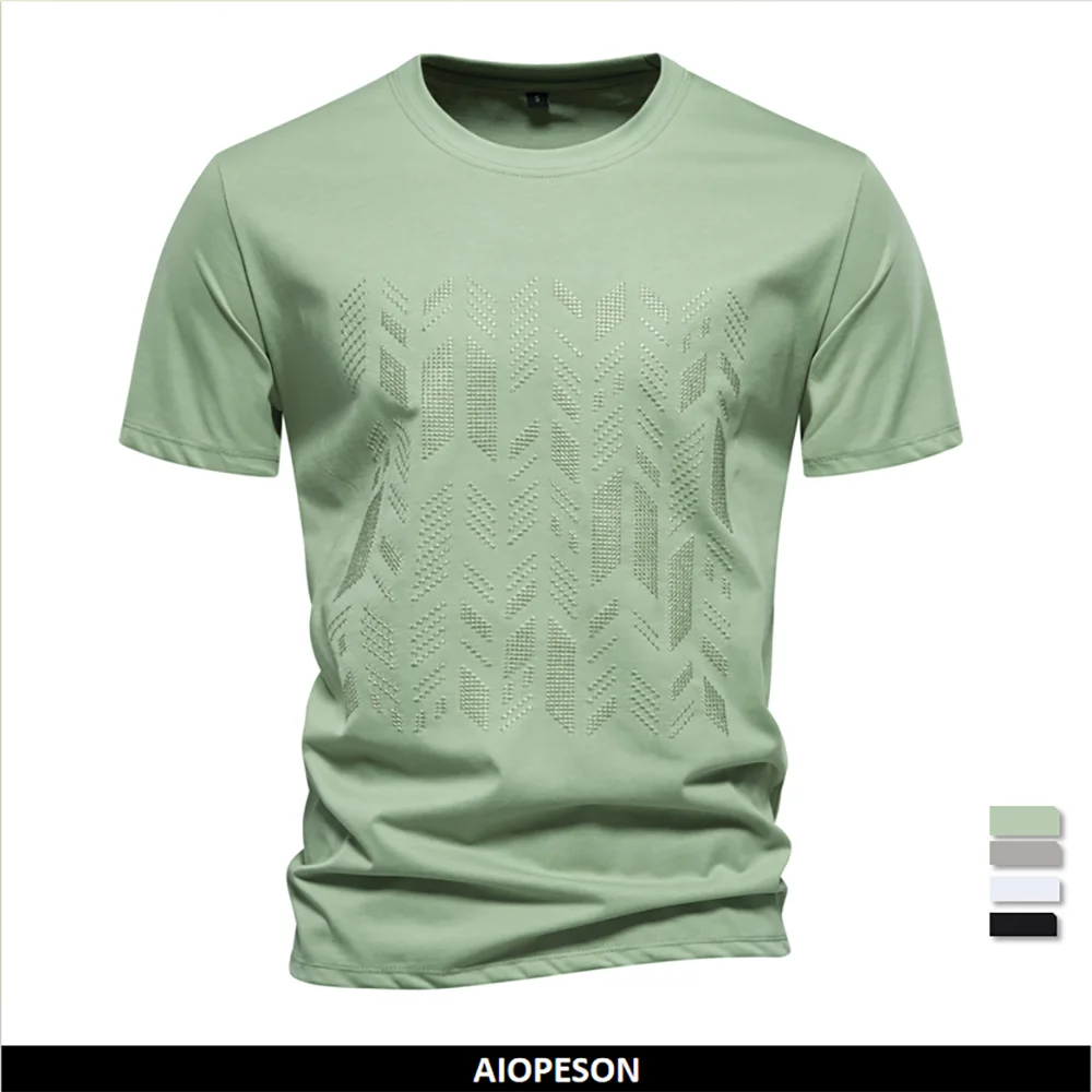 Camiseta manga curta homem AIOPESON na cor verde com estampa moderna e estilo casual