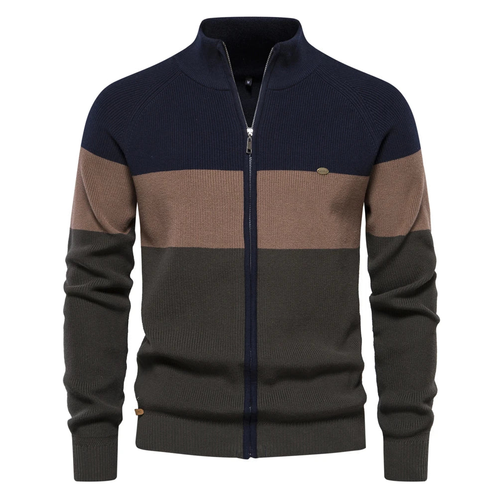 Casaco masculino AIOPESON em malha com zíper, ideal para camisola masculina outono inverno