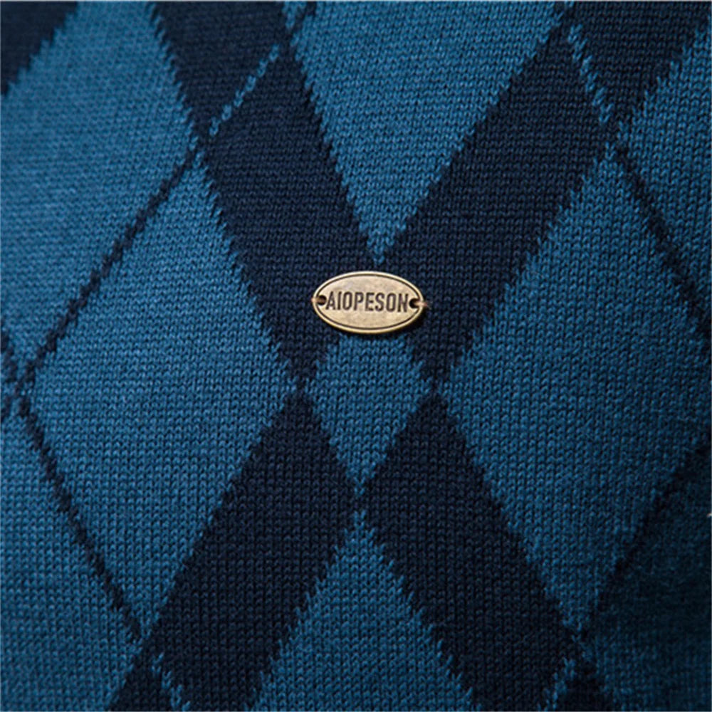 Casaco masculino AIOPESON com design em losangos ideal para moda de inverno para homens
