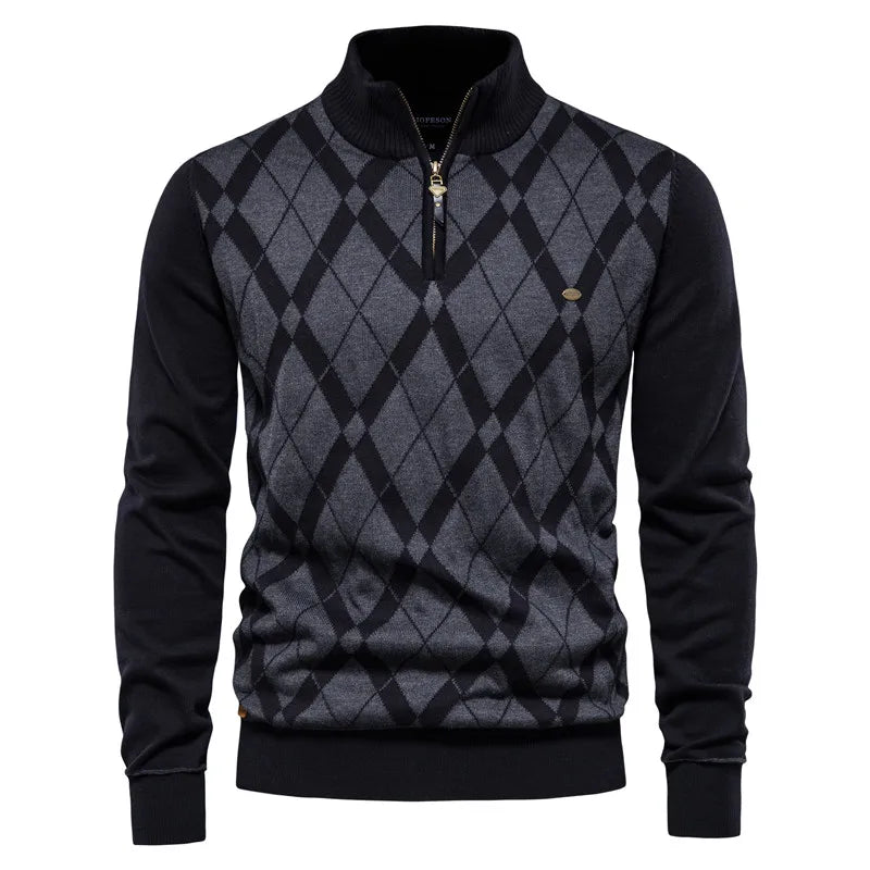 Casaco masculino AIOPESON com padrão argyle, ideal para moda de inverno para homens