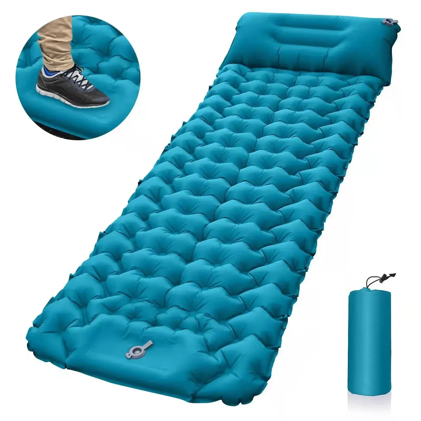 Colchão inflável azul NOENNAME_NULL com conforto superior, ideal para camping e trekking com almofada de ar ultraleve trekking.