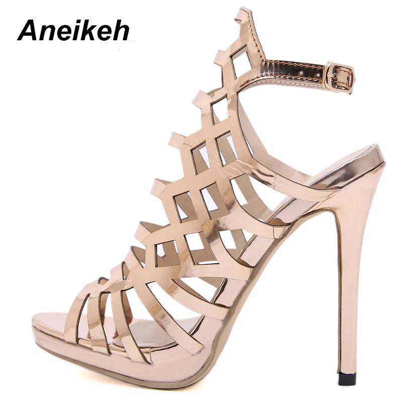 Sandália feminina ANEIKEH com design moderno e salto alto, ideal para sapato moda noite