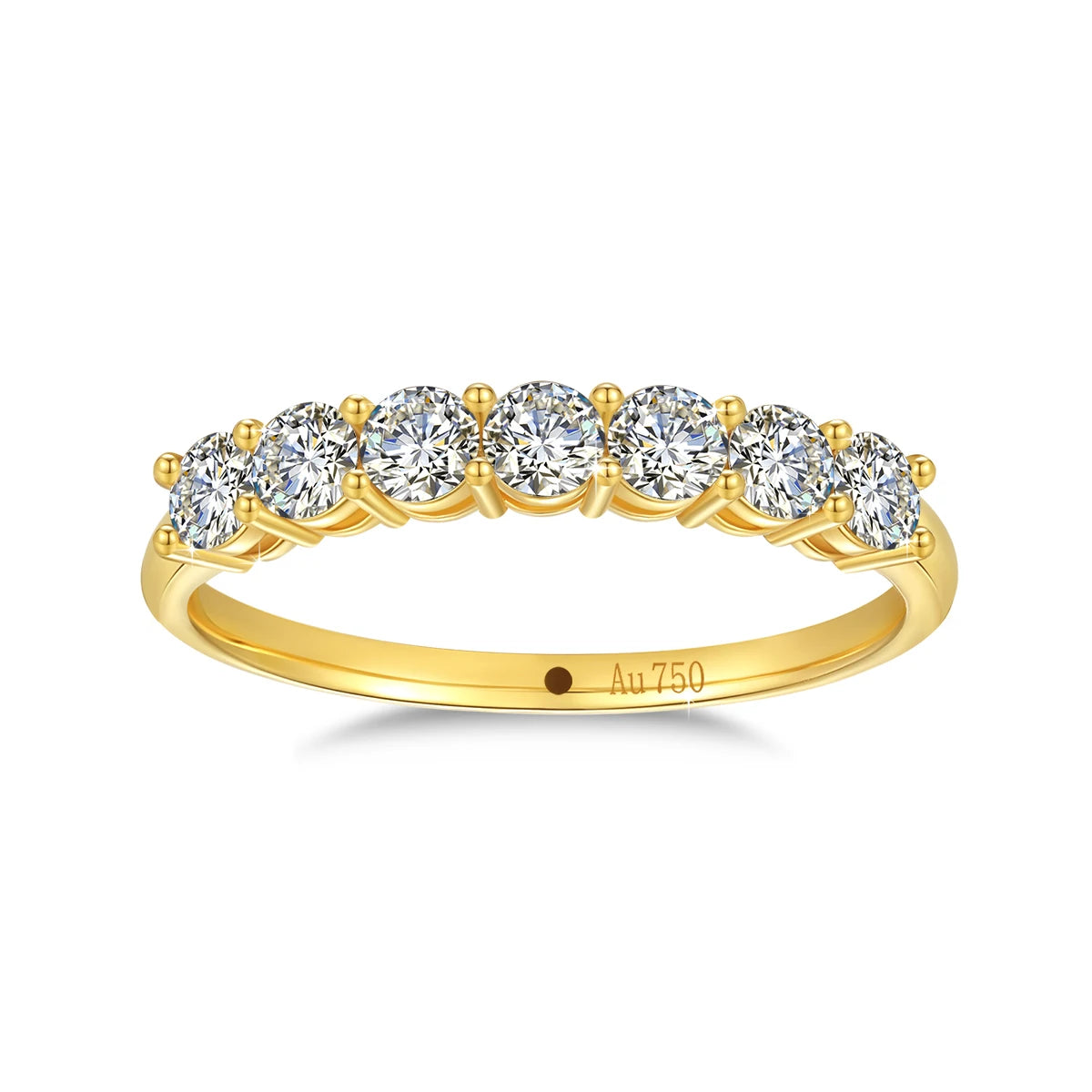 Anel feminino de noivado moissanite da SZJINAO em ouro amarelo com pedras brilhantes