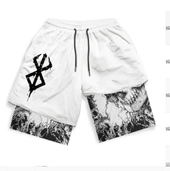 Shorts masculino anime LAMLKKY com design de caveira e gráficos impressionantes para uso fitness