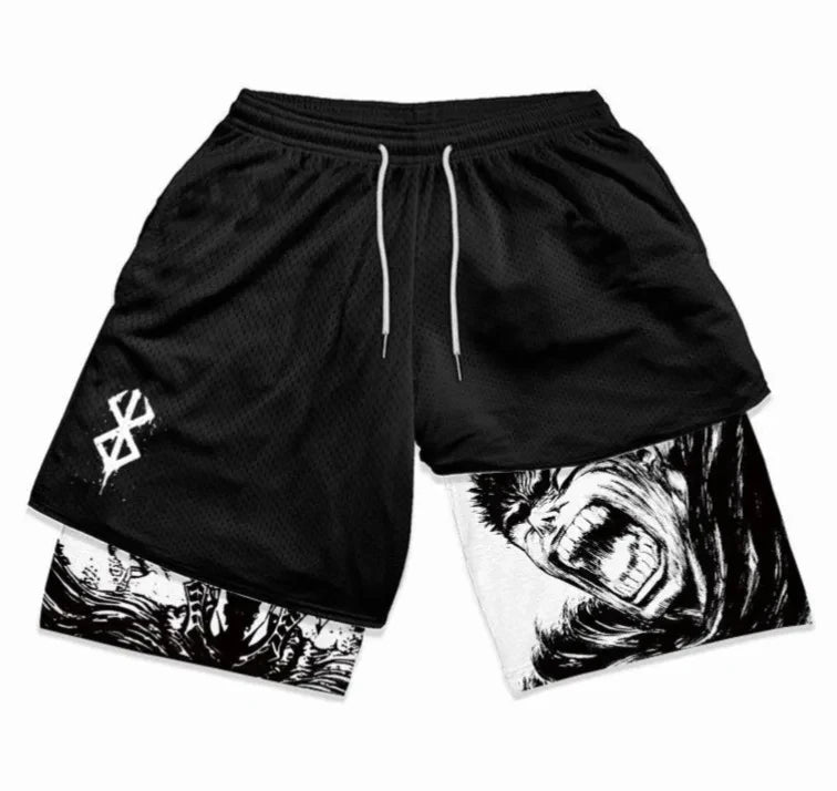 Shorts masculino anime da LAMLKKY com estampas vibrantes e design confortável para fitness