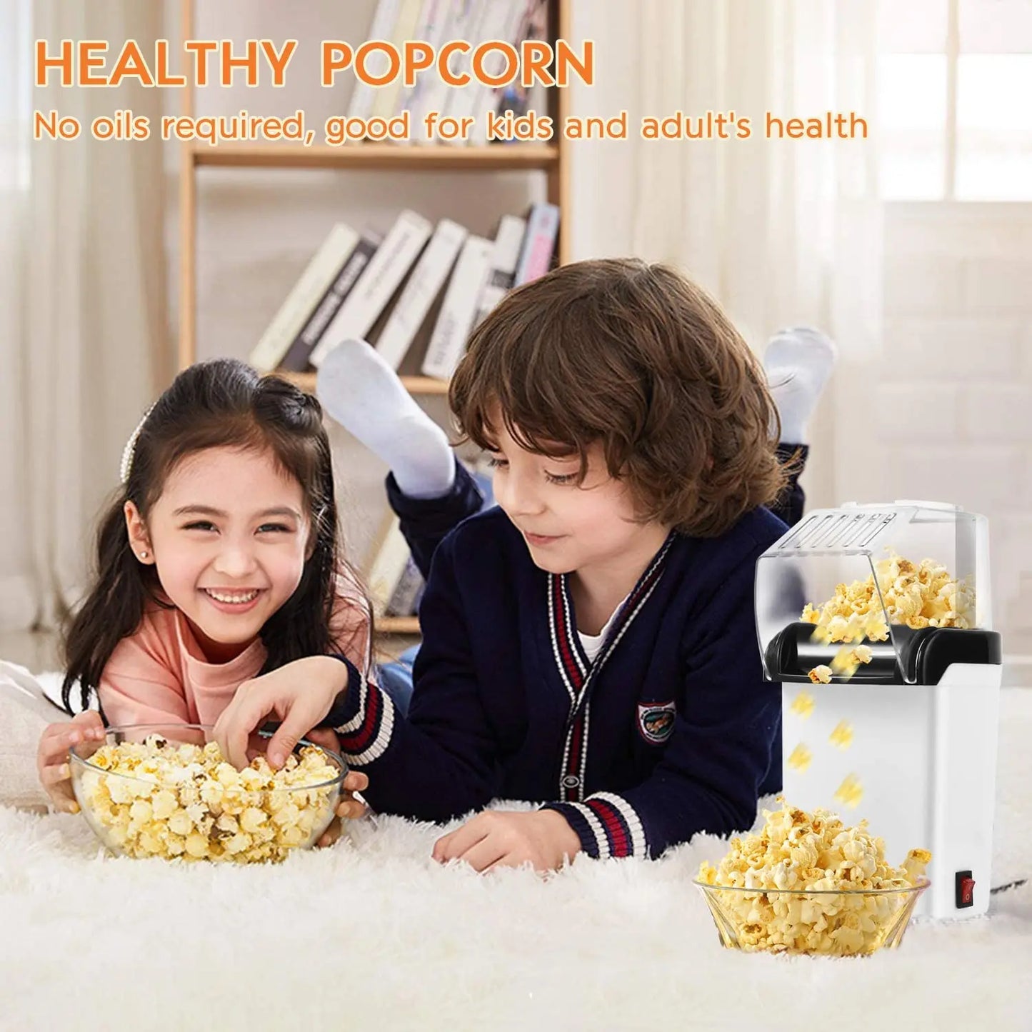 Mini máquina de fazer pipoca FGHGF com aparelho de pipoca plugue americano, saudável e sem óleos