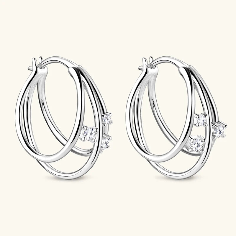 Brincos femininos LNNGY com argolas moissanite femininas em design elegante e brilhante