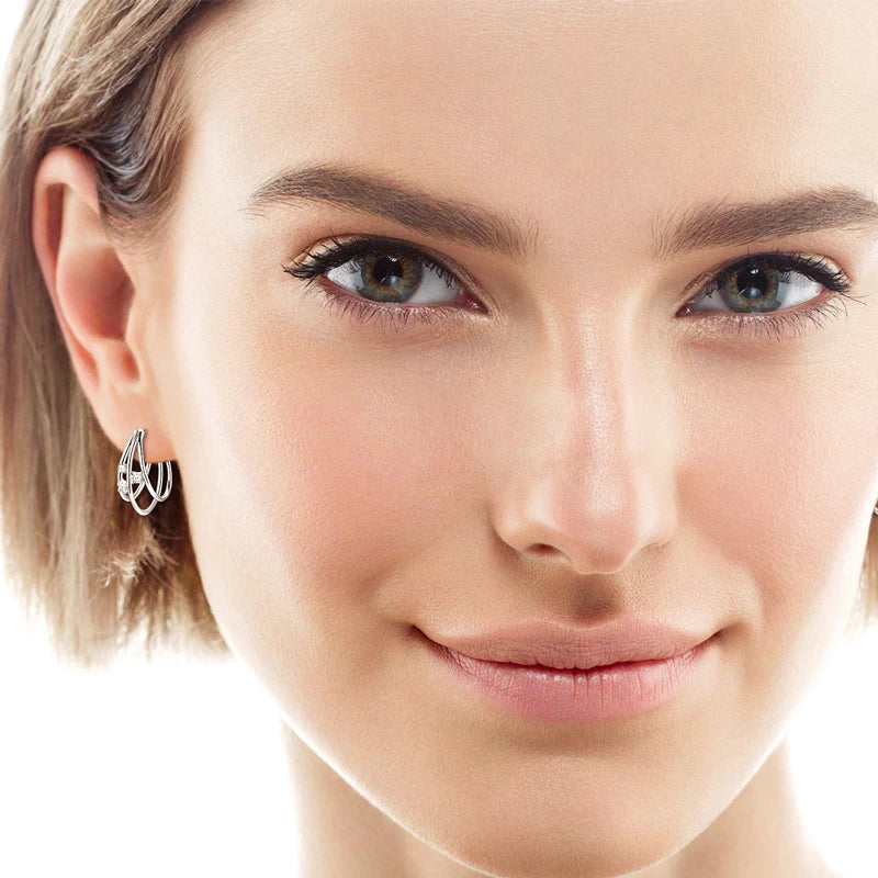 Brincos femininos LNNGY em prata com argolas moissanite femininas elegantes e modernas